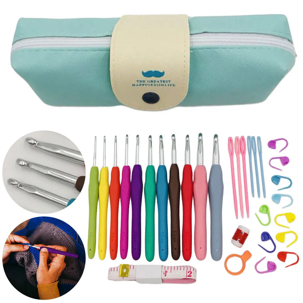 Crochet Hook Kit with Soft Handle & Storage Bag