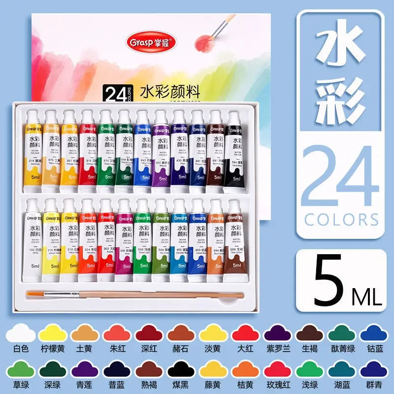 Watercolor Paint Set – 12/24 Colors for Students & Beginners