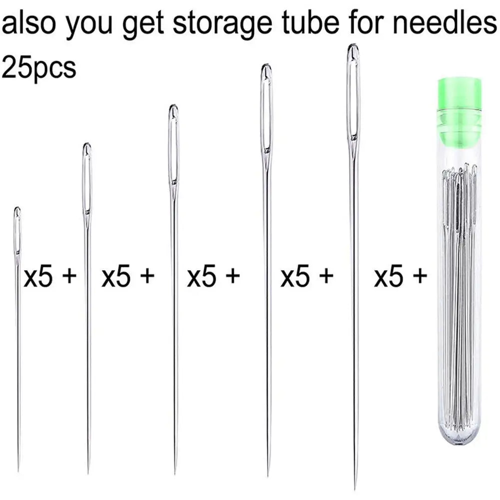 25pcs Large Eye Steel Needles for Sewing & Embroidery