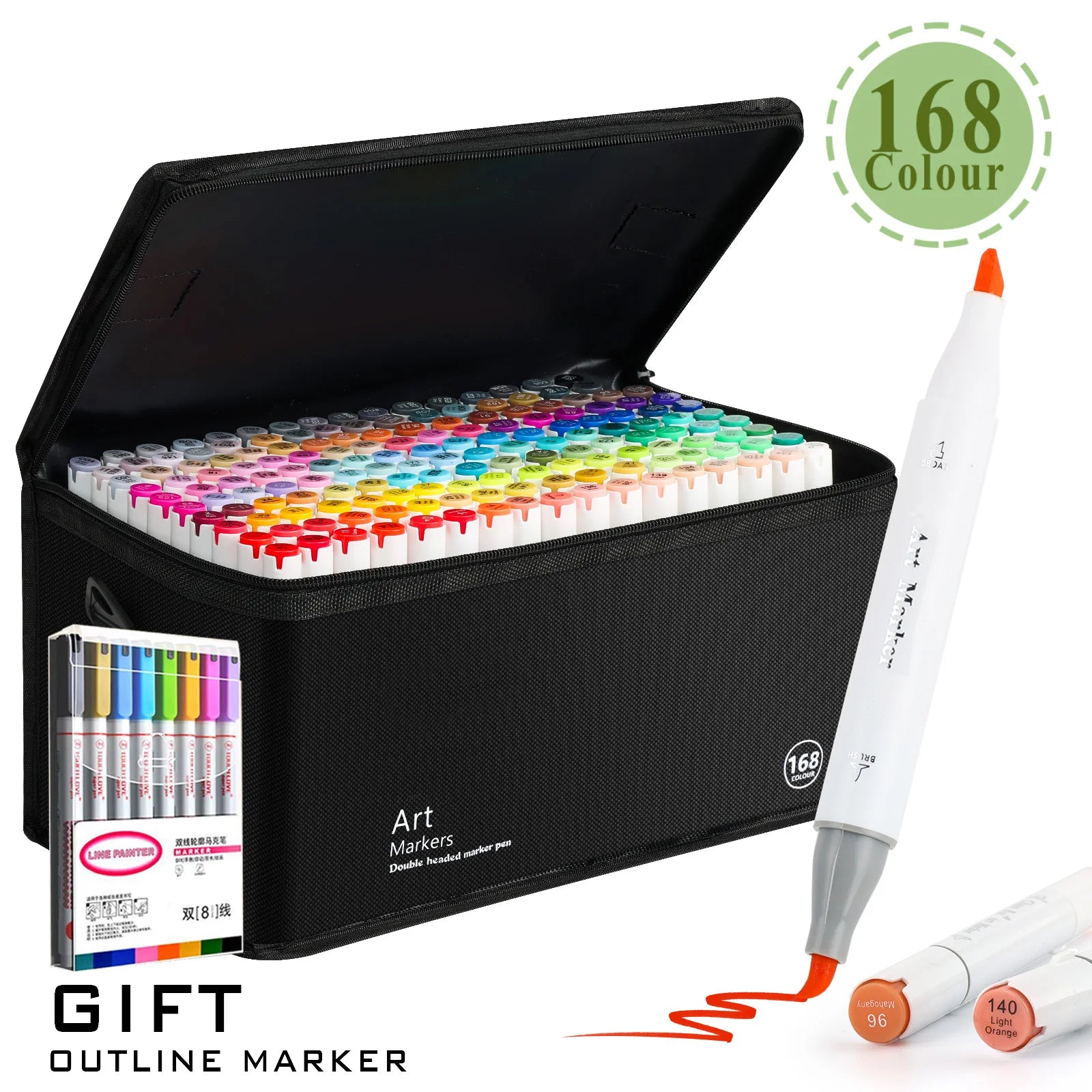 Dual Tip Brush & Chisel Permanent Marker Set – 48/60/80/120 Colors