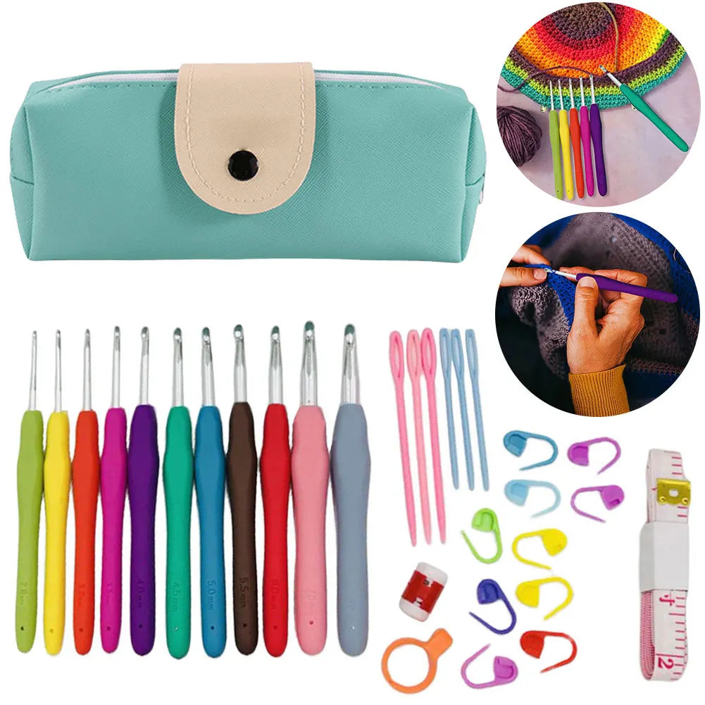 Crochet Hook Kit with Soft Handle & Storage Bag