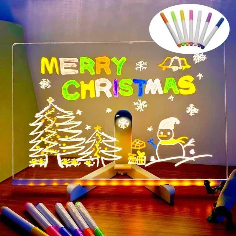 LED Glow Acrylic Drawing & Message Board with 7 Markers