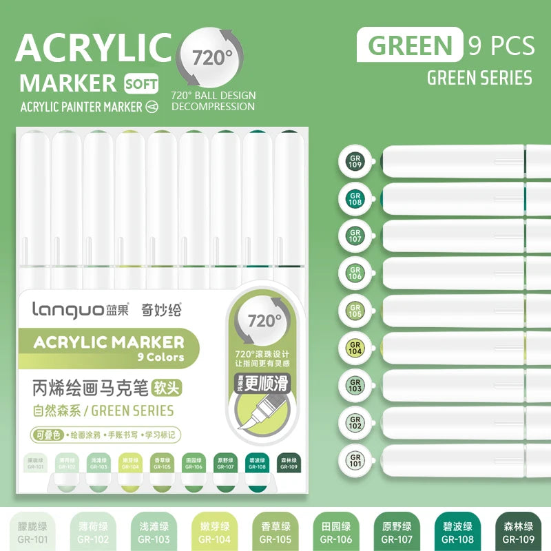 9-Color Acrylic Paint Marker Pen Set – DIY Art & Graffiti