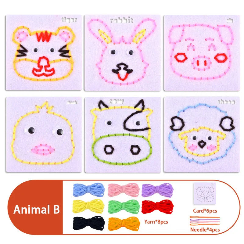 Montessori Lacing Toys for Toddlers – Cartoon Animal Sewing Kit