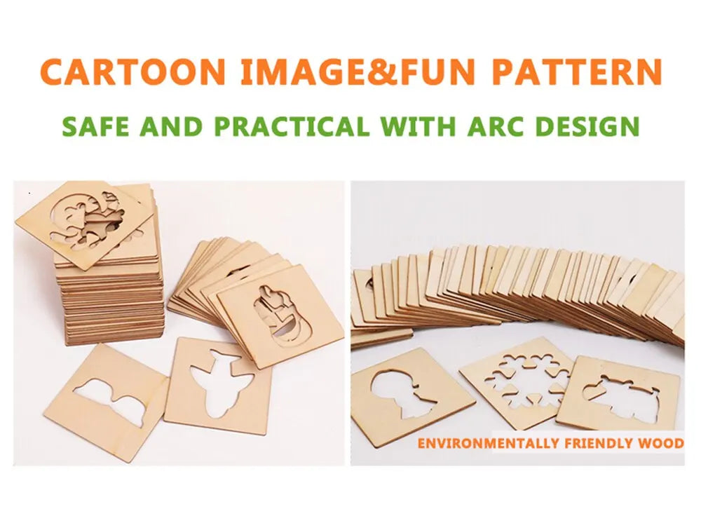 20pcs Montessori Wooden Drawing Stencils for Kids