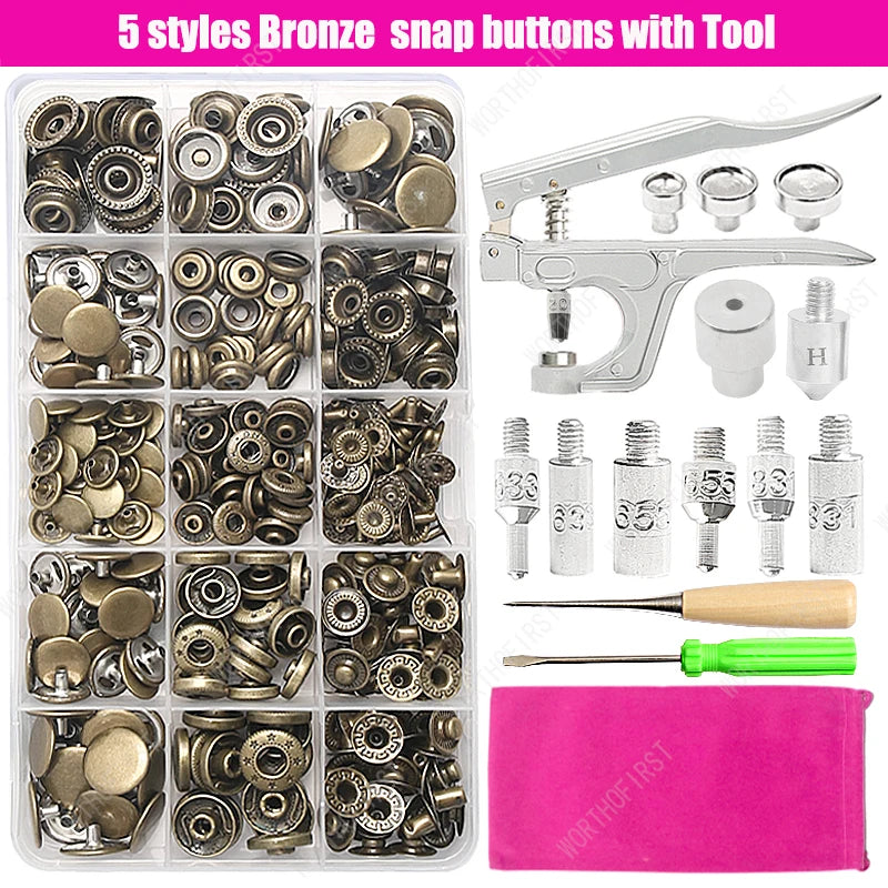 Metal Snap Fastener Button Kit with Installation Pliers