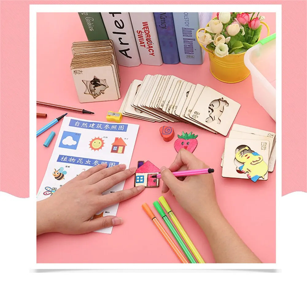 20pcs Montessori Wooden Drawing Stencils for Kids