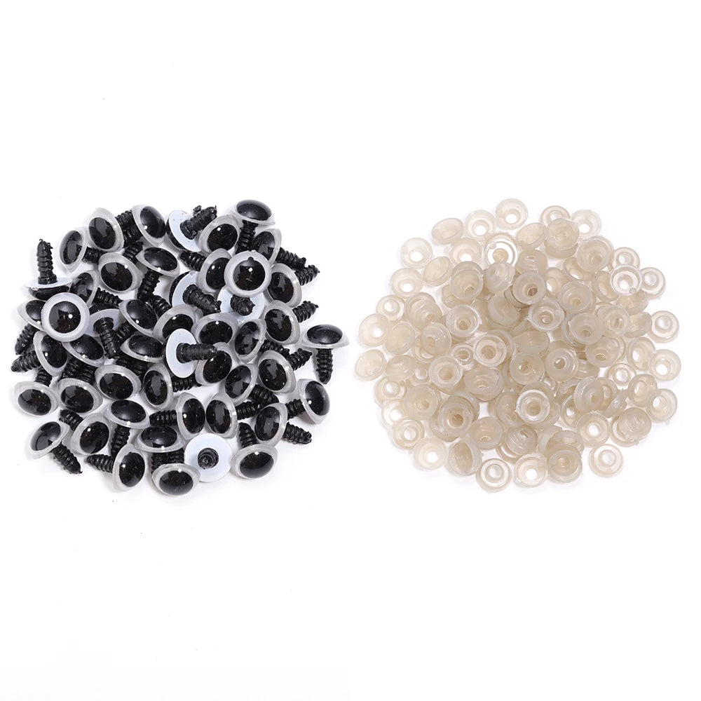 50pcs Black Plastic Safety Eyes for Dolls & DIY Crafts