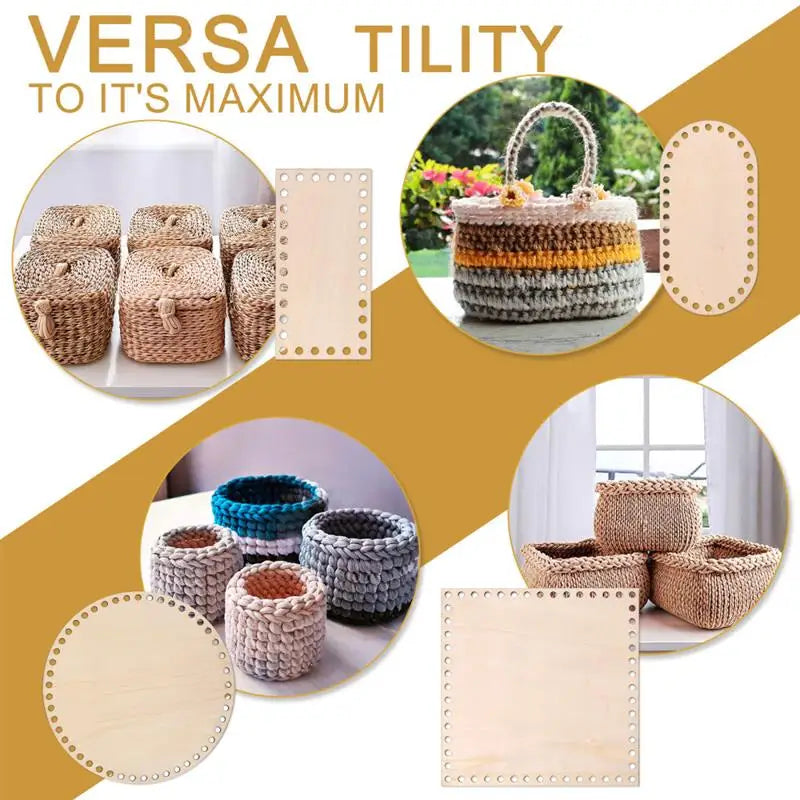 3pcs Crochet Basket Bases – Poplar Plywood DIY Craft Blanks
