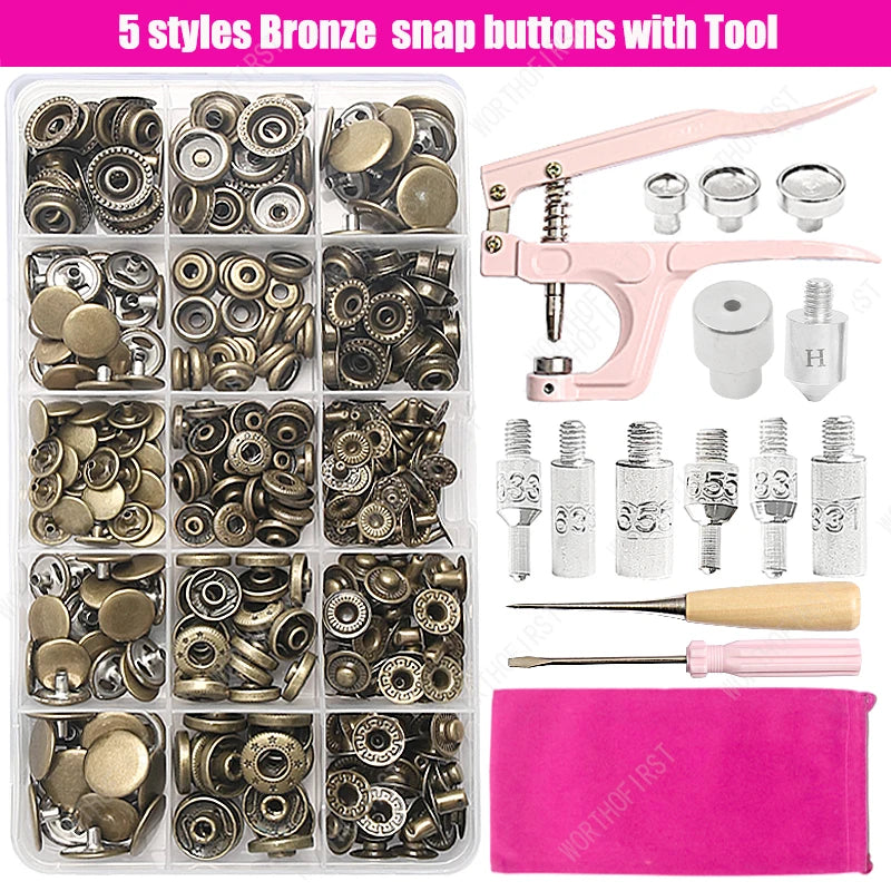 Metal Snap Fastener Button Kit with Installation Pliers
