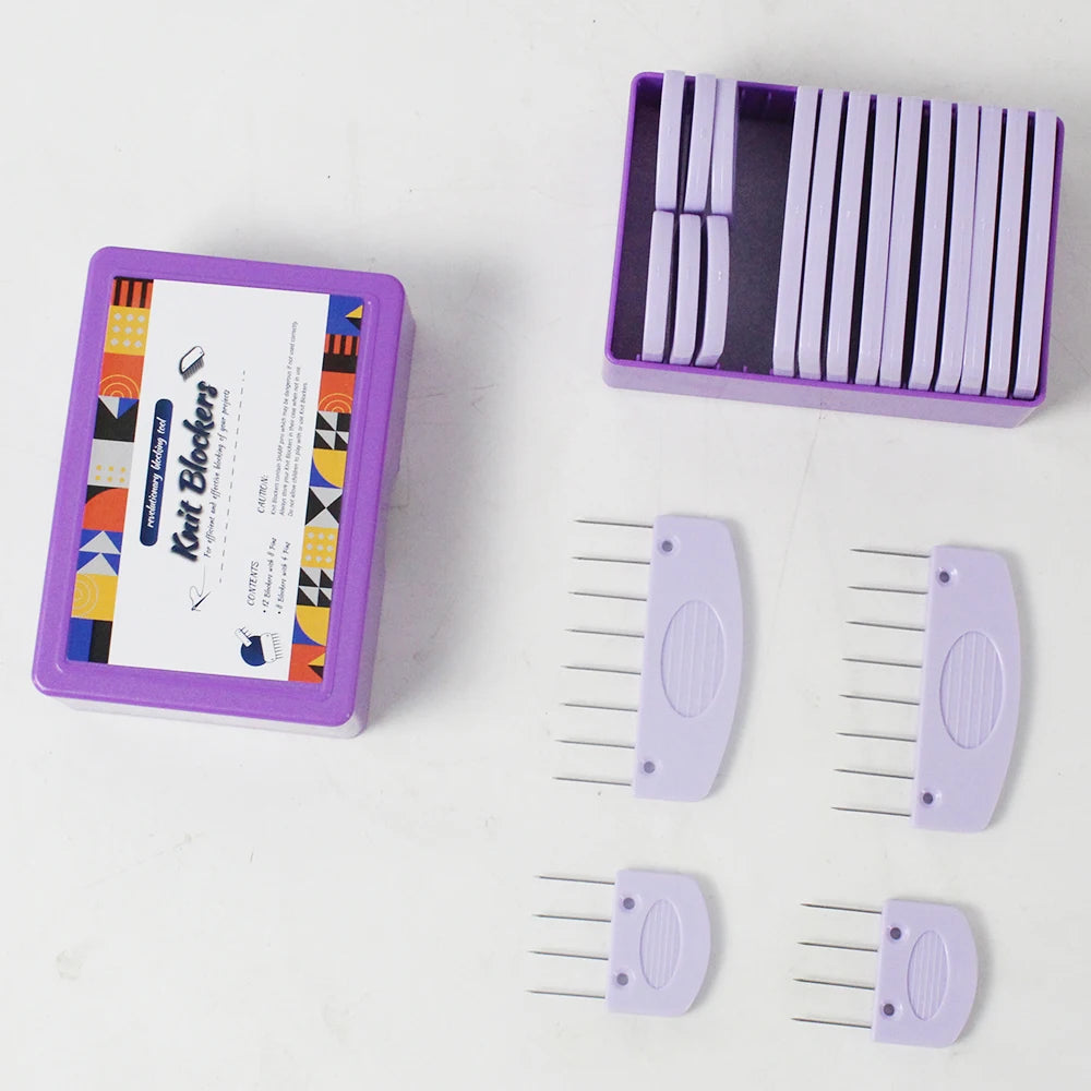 20pcs Stainless Steel Knitting Blockers Set with Combs & Mats