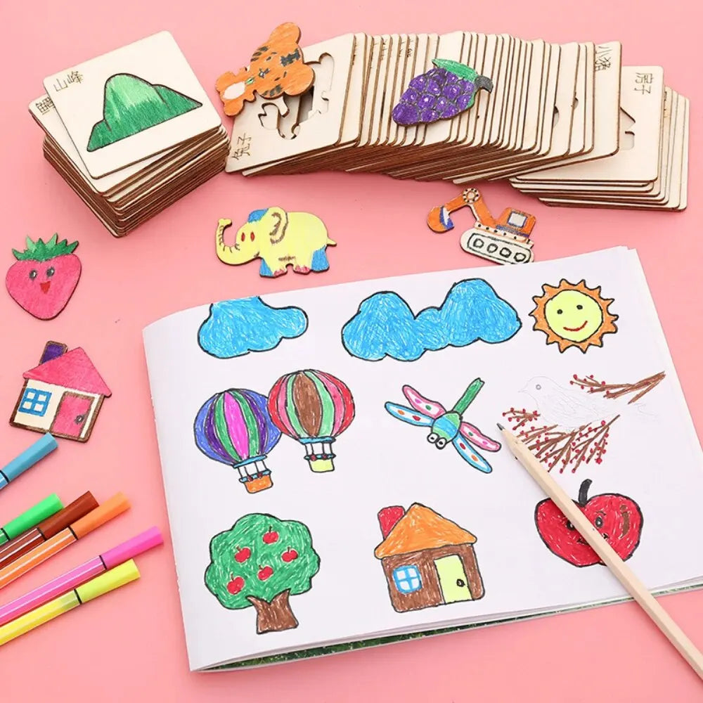 20pcs Montessori Wooden Drawing Stencils for Kids