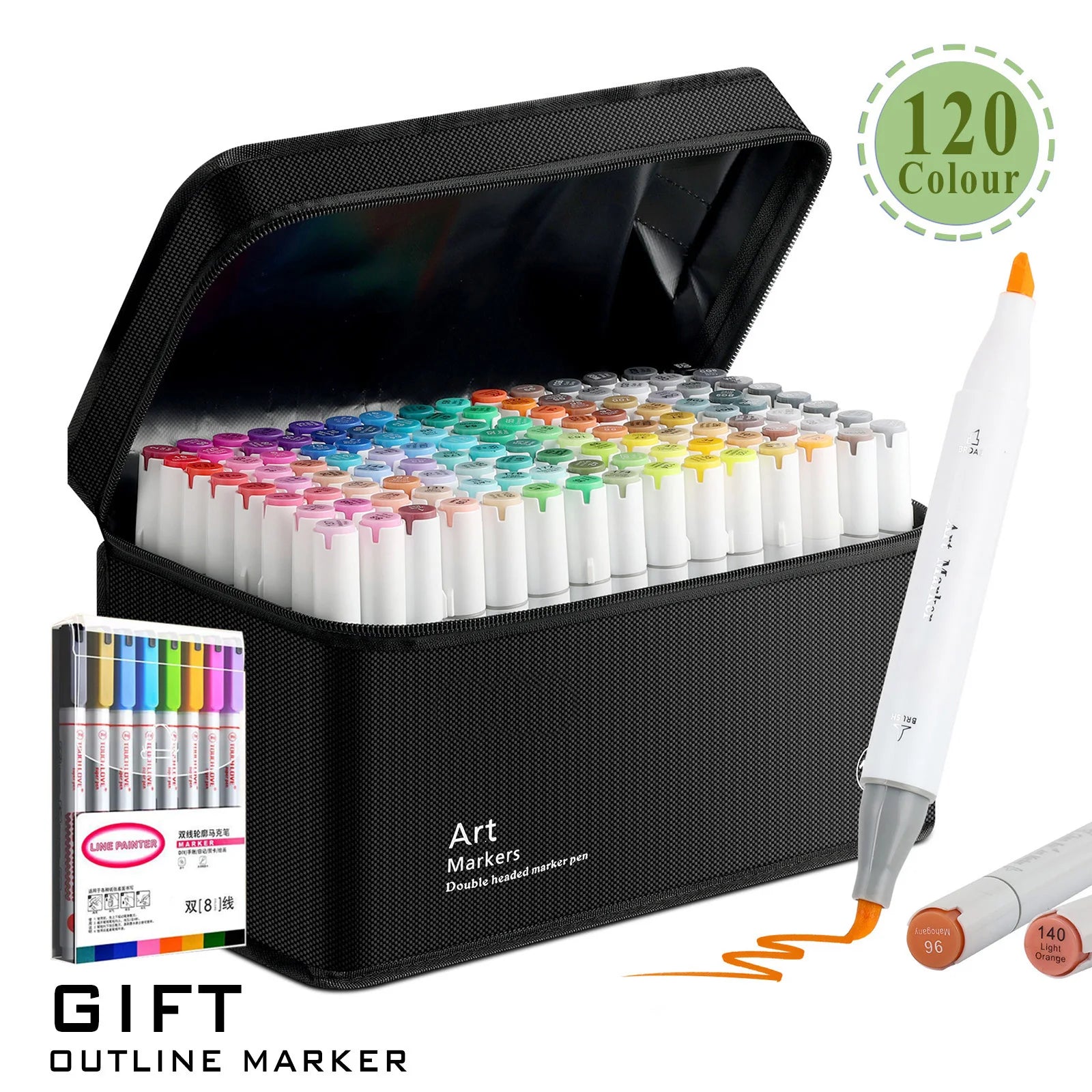 Dual Tip Brush & Chisel Permanent Marker Set – 48/60/80/120 Colors