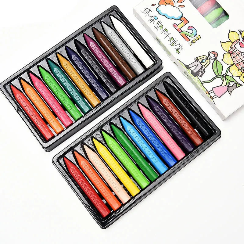 12/24-Color Triangular Crayons for Children’s Drawing