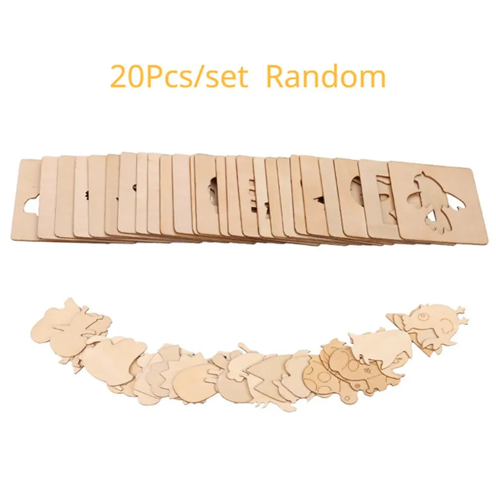 20pcs Montessori Wooden Drawing Stencils for Kids