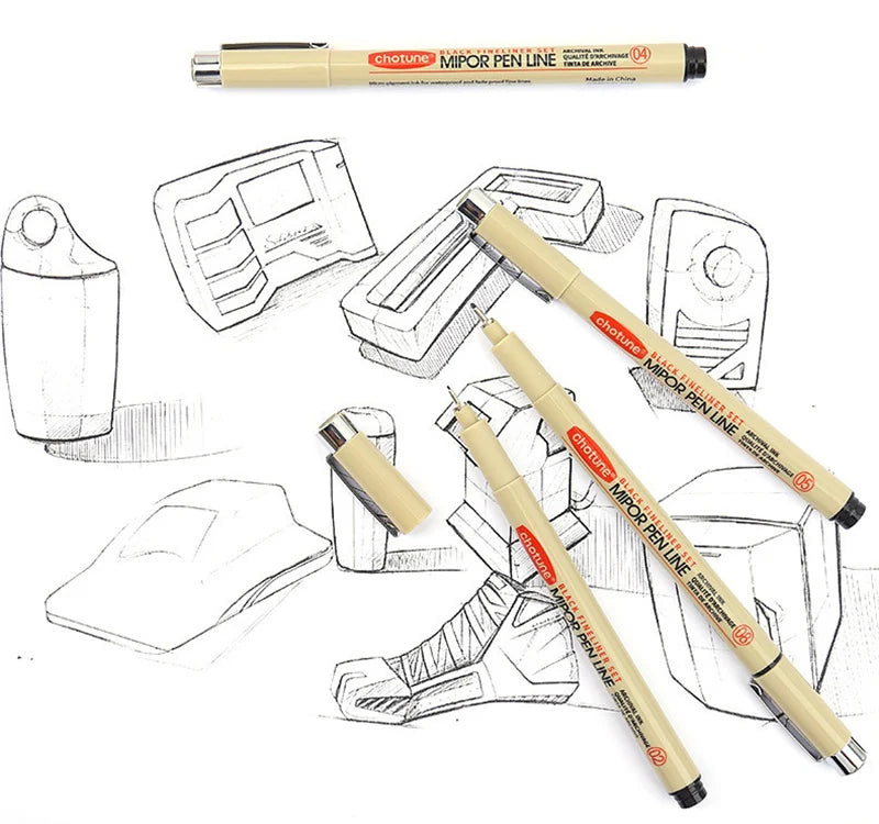 Manga Black Fineliner Marker Pens – Waterproof Sketching Set