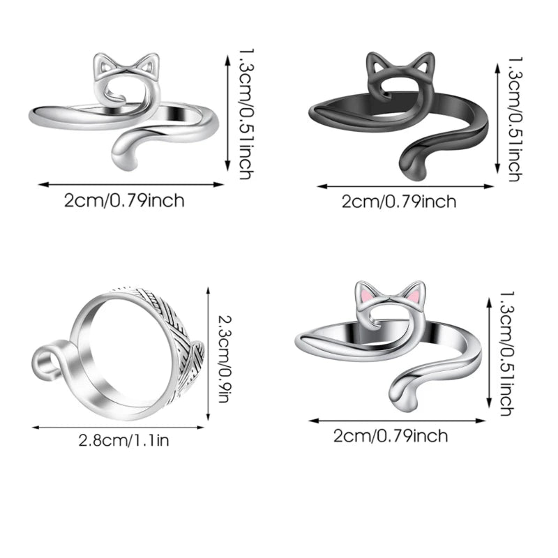 2pcs Adjustable Yarn Guide Finger Rings for Knitting & Crochet