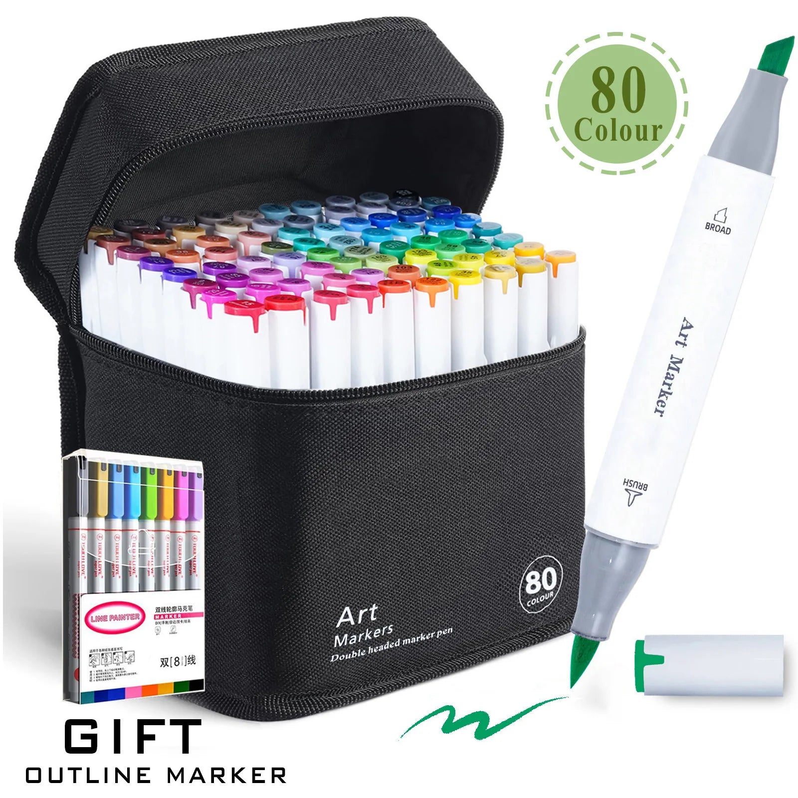 Dual Tip Brush & Chisel Permanent Marker Set – 48/60/80/120 Colors