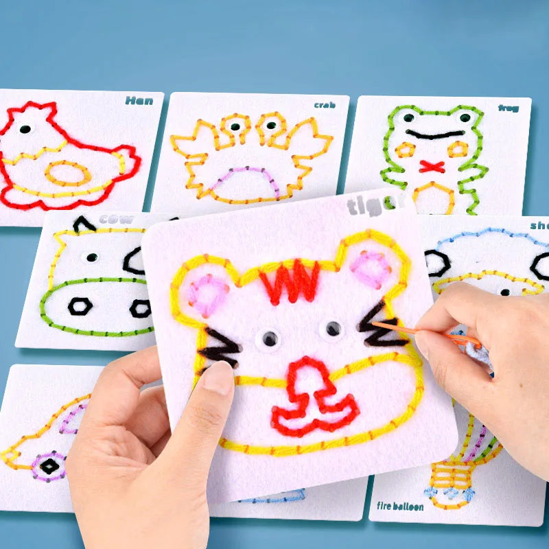 Montessori Lacing Toys for Toddlers – Cartoon Animal Sewing Kit
