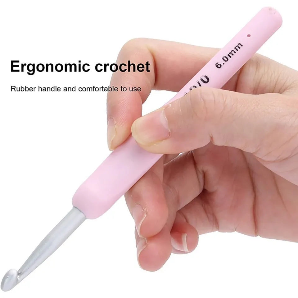 9pcs Ergonomic Crochet Hook Set 2.5-6mm for DIY Crafts