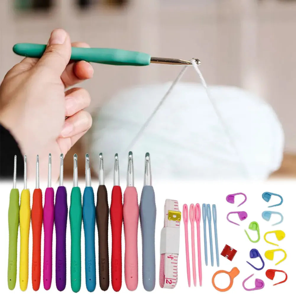 Crochet Hook Kit with Soft Handle & Storage Bag