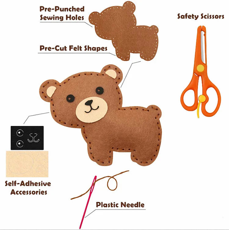 Woodland Animals DIY Felt Plush Sewing Kit for Kids
