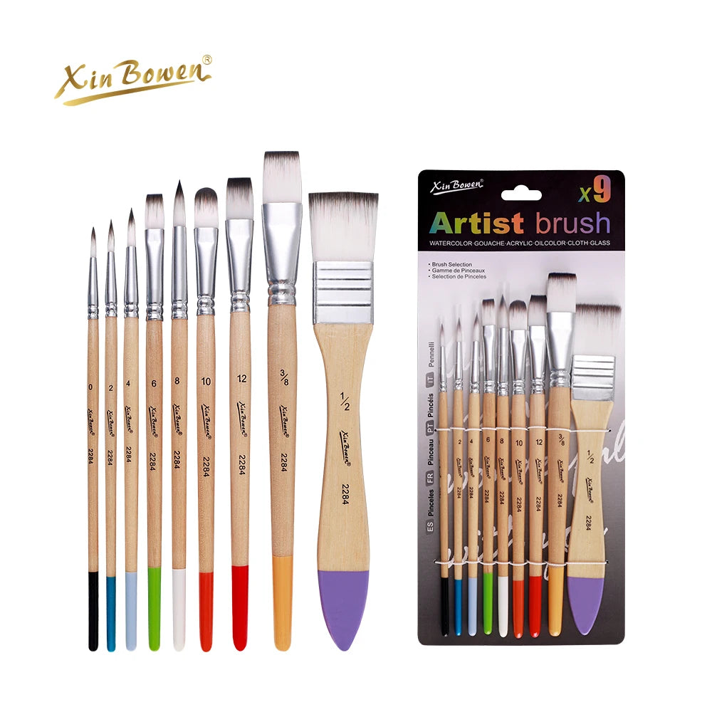 Nylon Brush Set for Watercolor, Oil, & Acrylic Painting