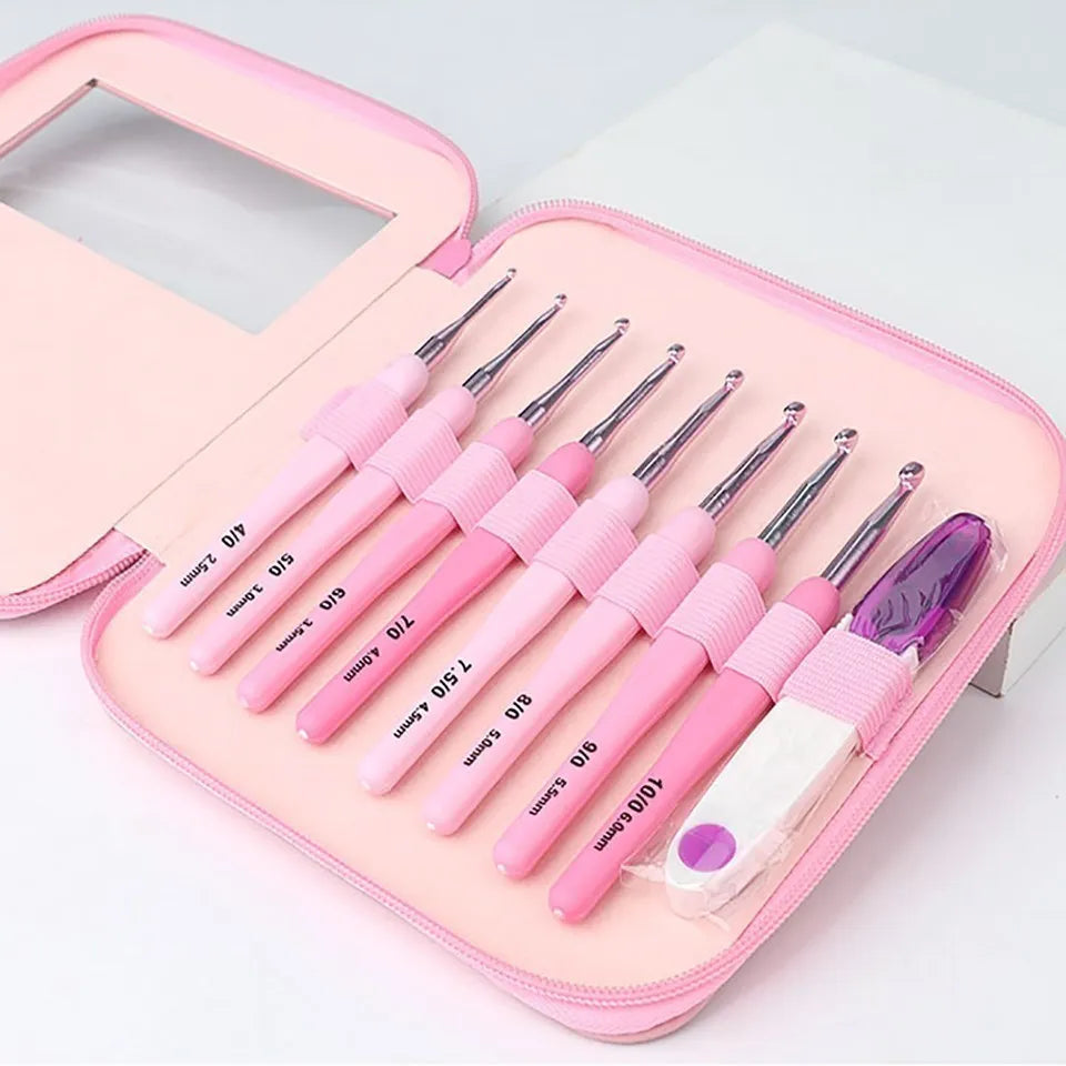 9pcs Ergonomic Crochet Hook Set 2.5-6mm for DIY Crafts