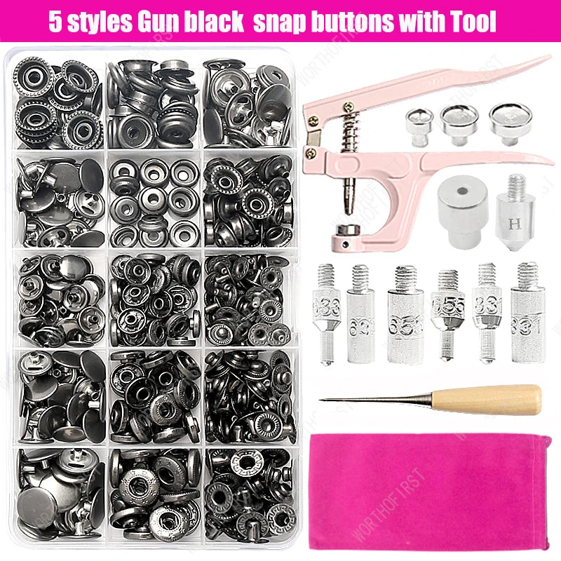 Metal Snap Fastener Button Kit with Installation Pliers