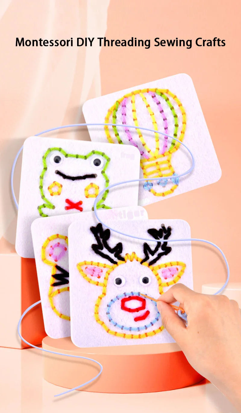 Montessori Lacing Toys for Toddlers – Cartoon Animal Sewing Kit