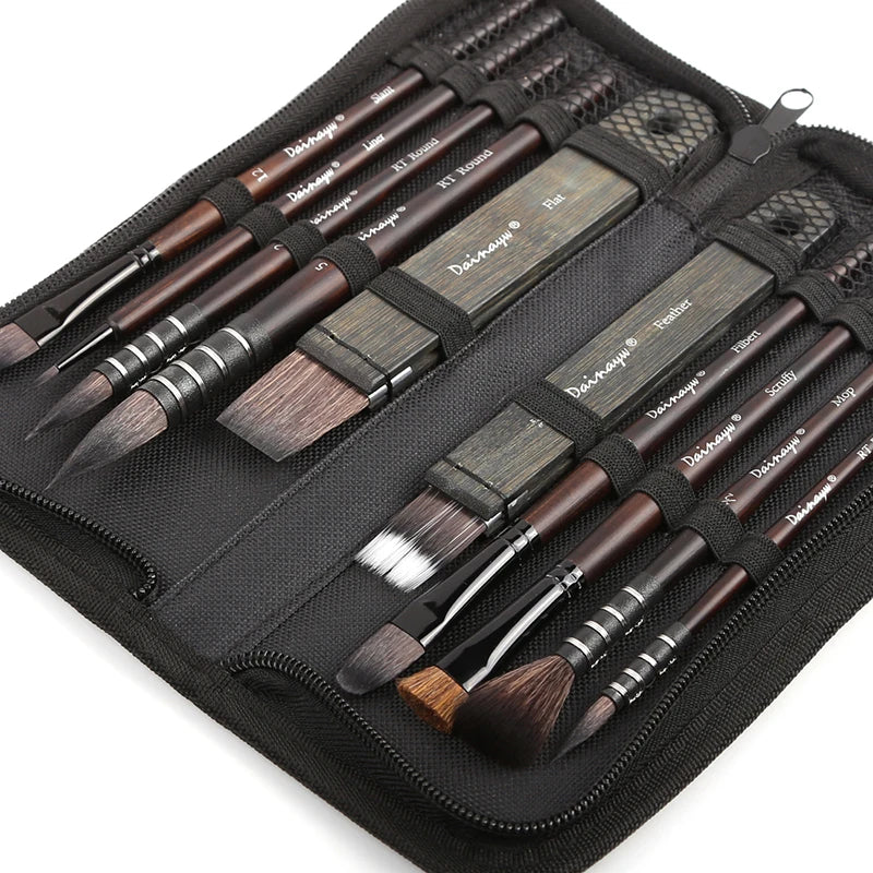 Dainayw 10pcs Watercolor & Acrylic Brush Set – Squirrel & Horse Hair