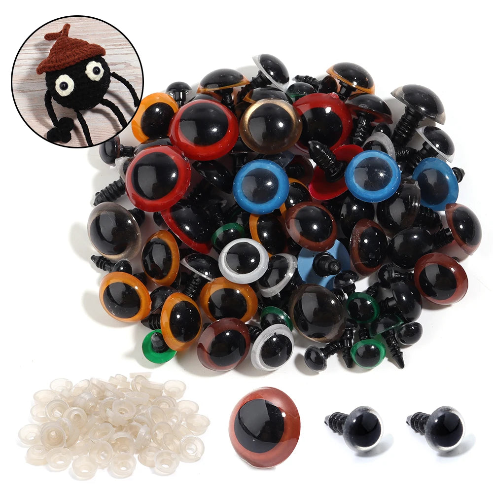 50pcs Black Plastic Safety Eyes for Dolls & DIY Crafts