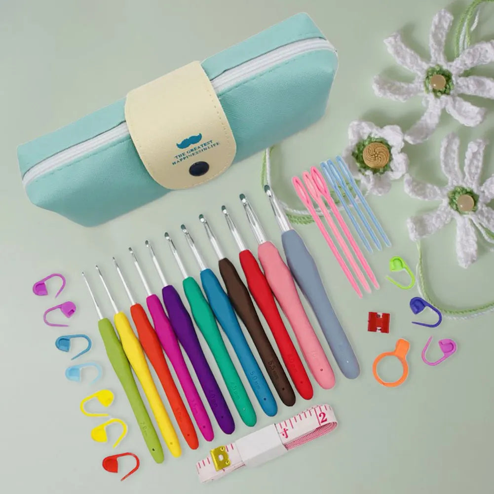 Crochet Hook Kit with Soft Handle & Storage Bag