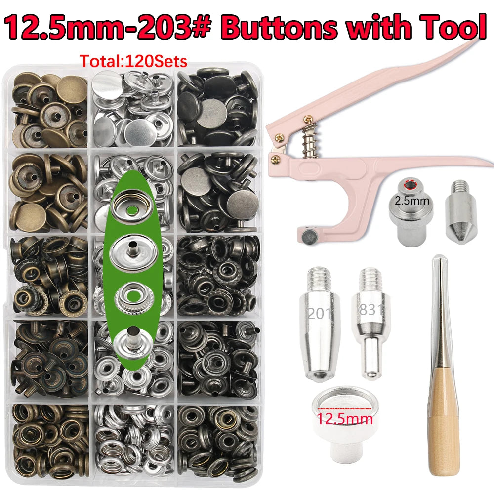Metal Snap Fastener Button Kit with Installation Pliers