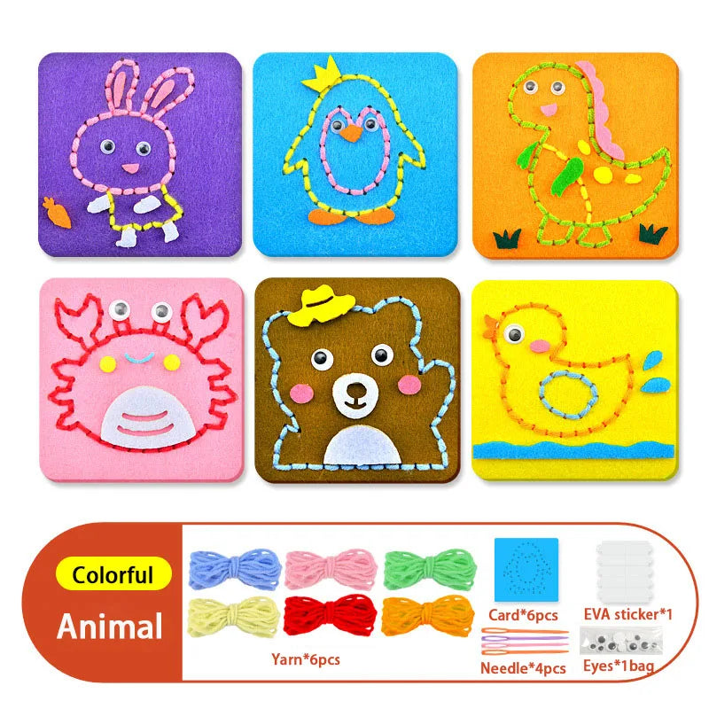 Montessori Lacing Toys for Toddlers – Cartoon Animal Sewing Kit