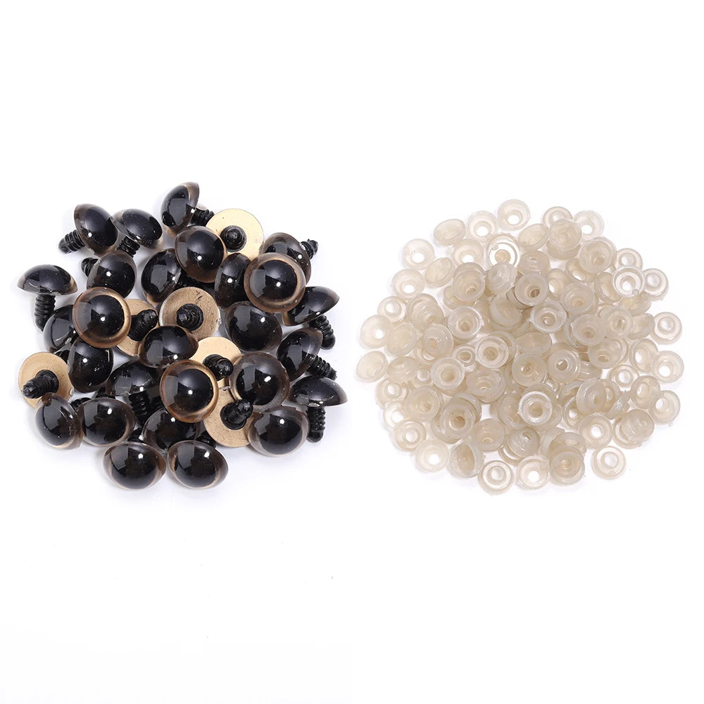 50pcs Black Plastic Safety Eyes for Dolls & DIY Crafts