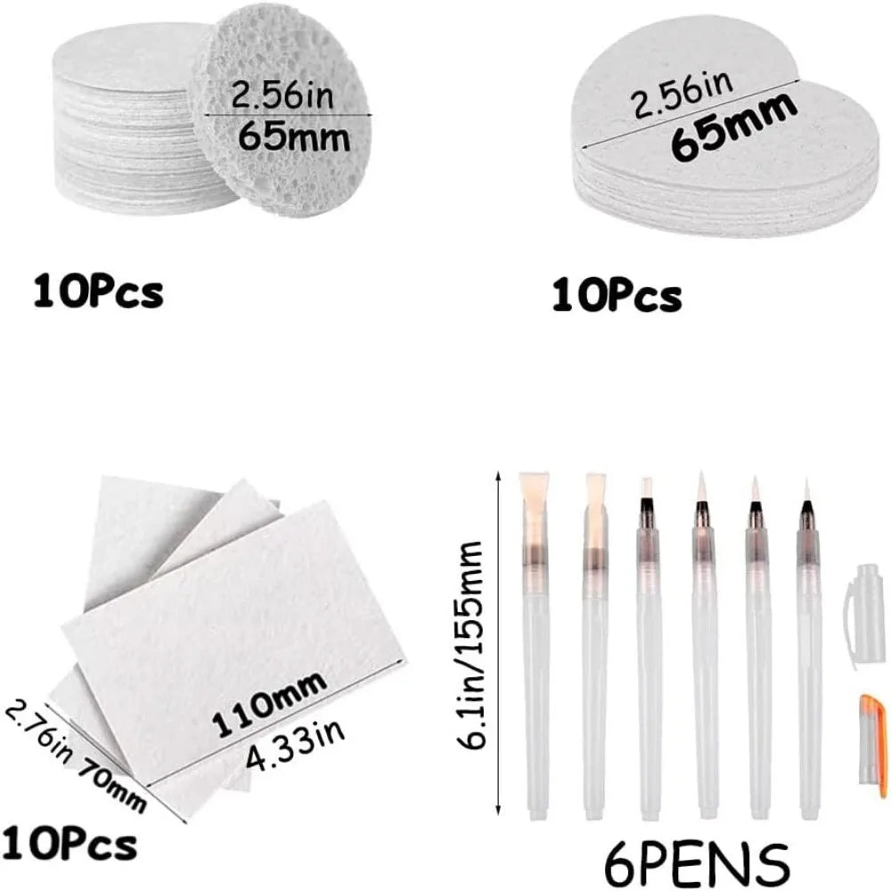 30pcs 3D Magic Drawing Canvas Paper with Water Brush