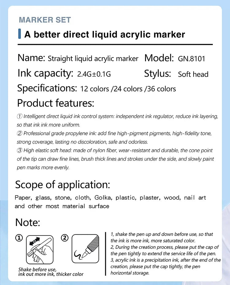 Guangna 8101 Acrylic Marker Pens