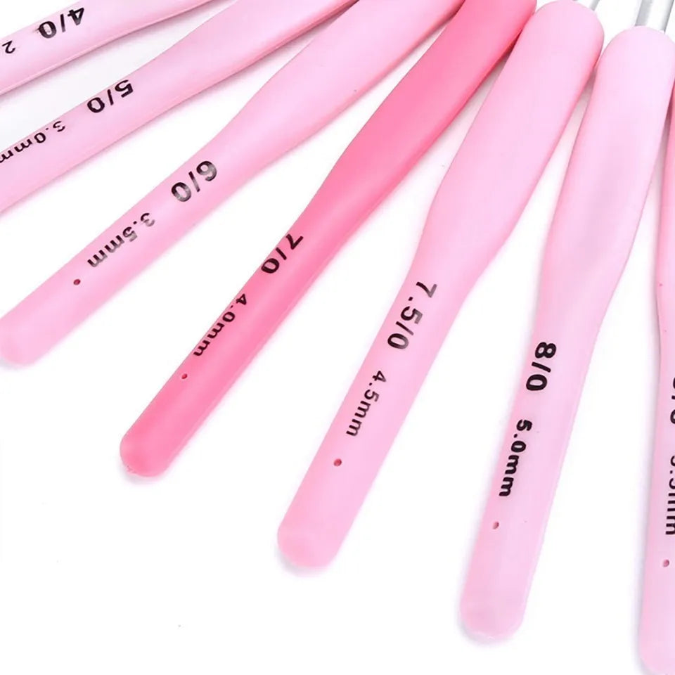 9pcs Ergonomic Crochet Hook Set 2.5-6mm for DIY Crafts