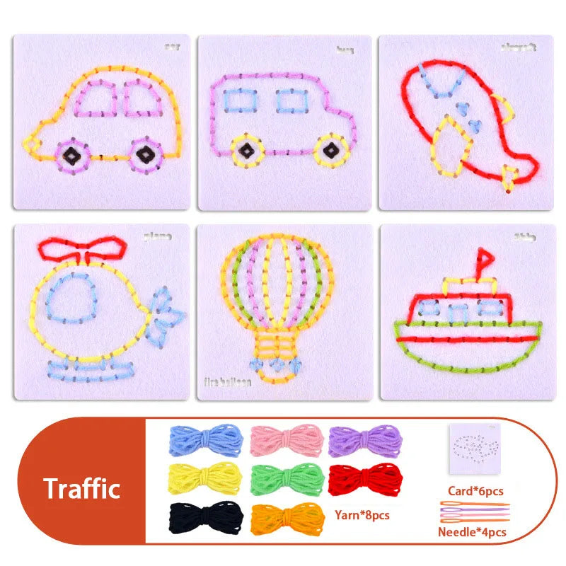 Montessori Lacing Toys for Toddlers – Cartoon Animal Sewing Kit