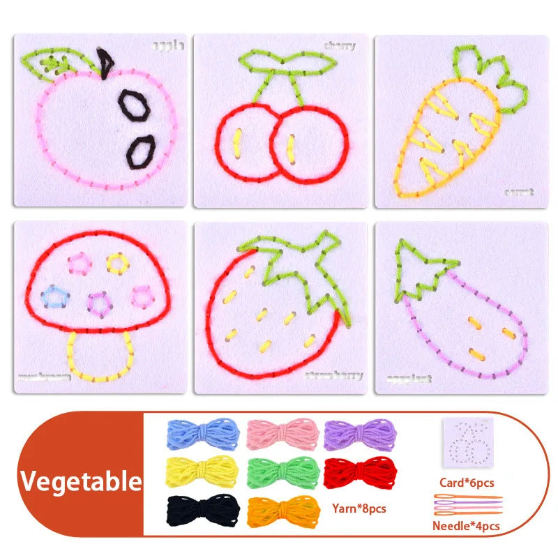 Montessori Lacing Toys for Toddlers – Cartoon Animal Sewing Kit