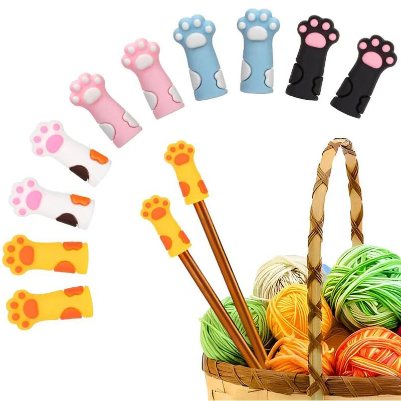 5-15pcs Cat Claw Silicone Knitting Needle Stoppers