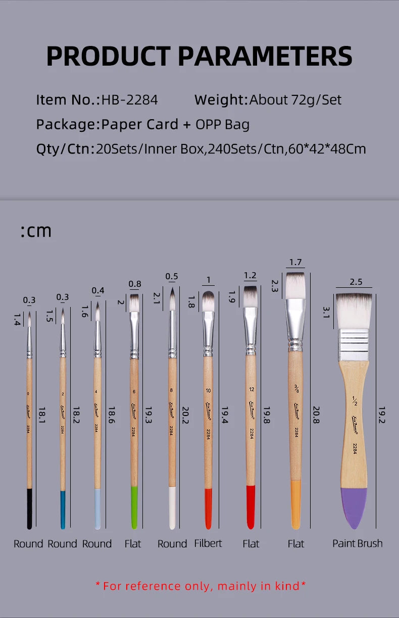 Nylon Brush Set for Watercolor, Oil, & Acrylic Painting