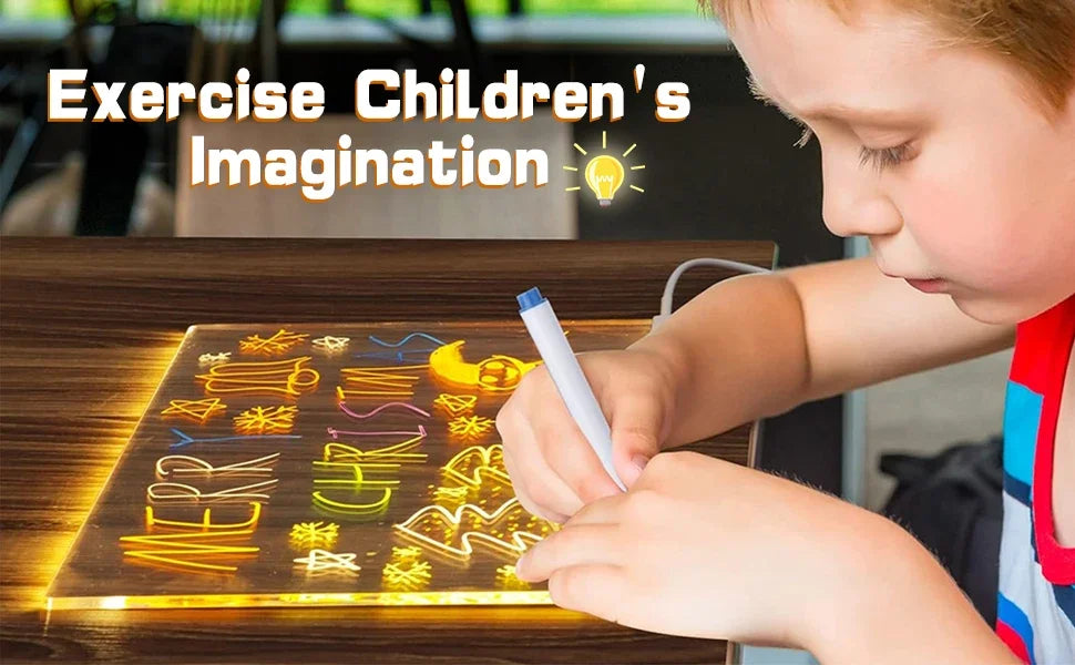 LED Glow Acrylic Drawing & Message Board with 7 Markers
