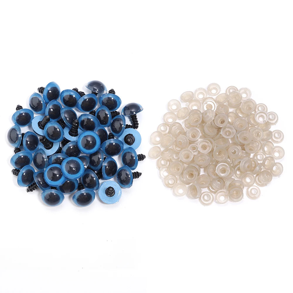 50pcs Black Plastic Safety Eyes for Dolls & DIY Crafts