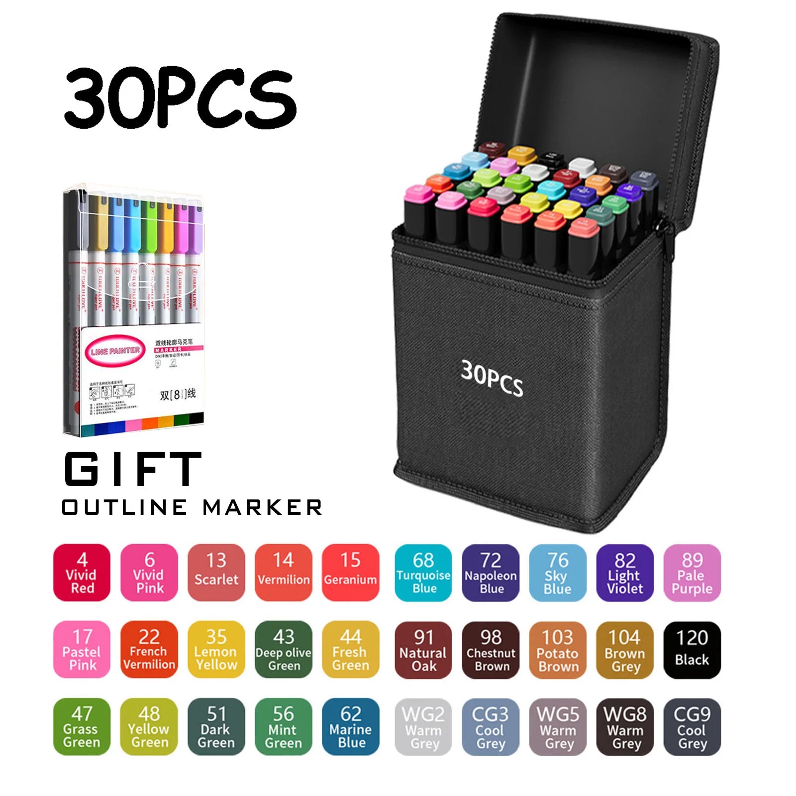 Double Tip Permanent Art Markers – 24 to 168 Colors