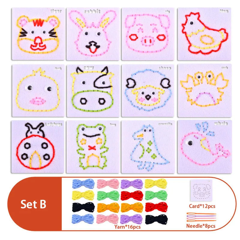 Montessori Lacing Toys for Toddlers – Cartoon Animal Sewing Kit
