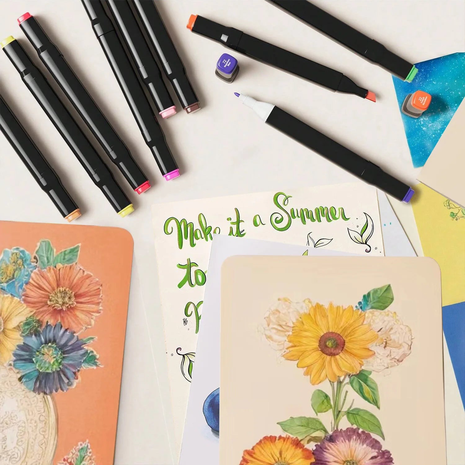 Double Tip Permanent Art Markers – 24 to 168 Colors