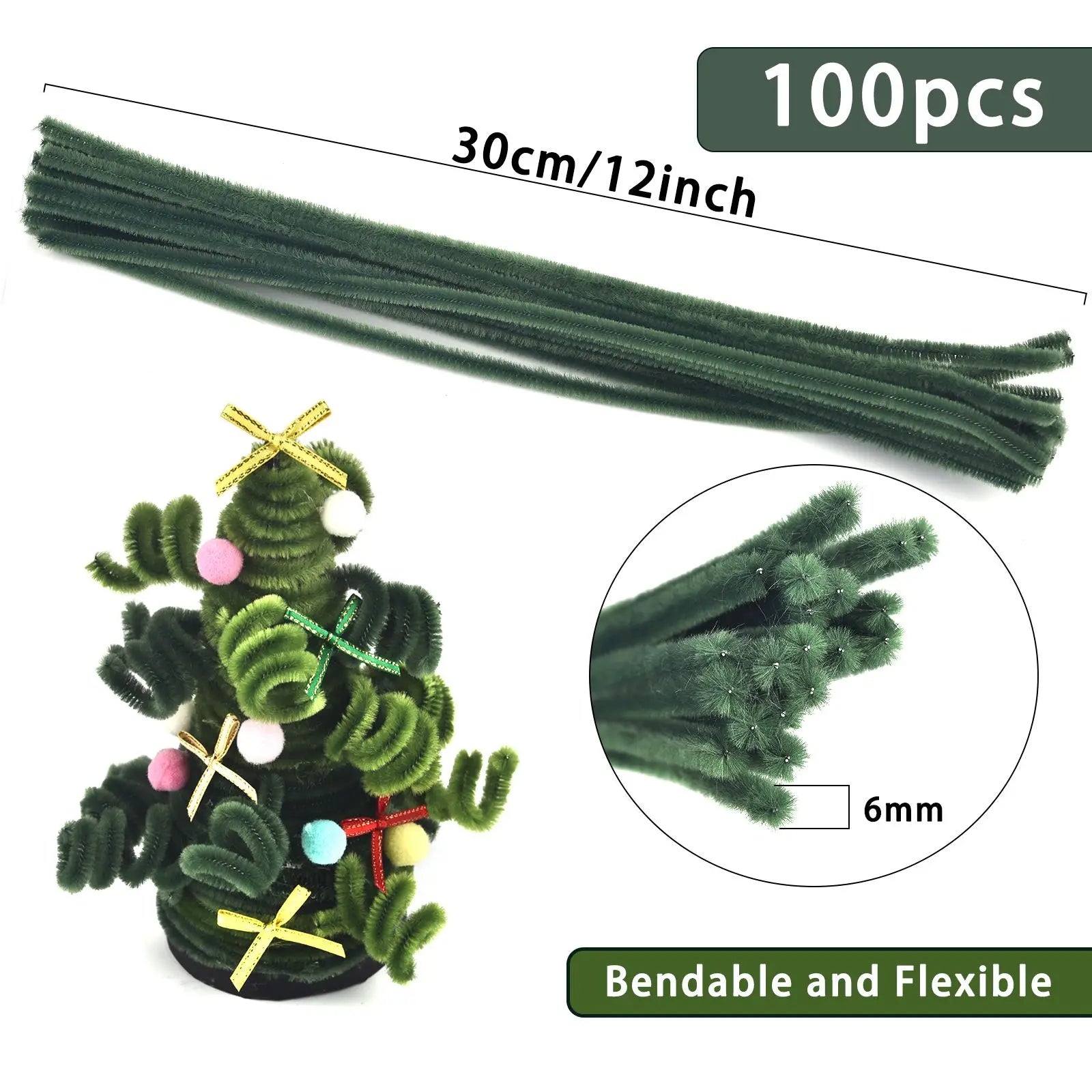 100pcs Plush Chenille Stems / Pipe Cleaners for DIY Crafts