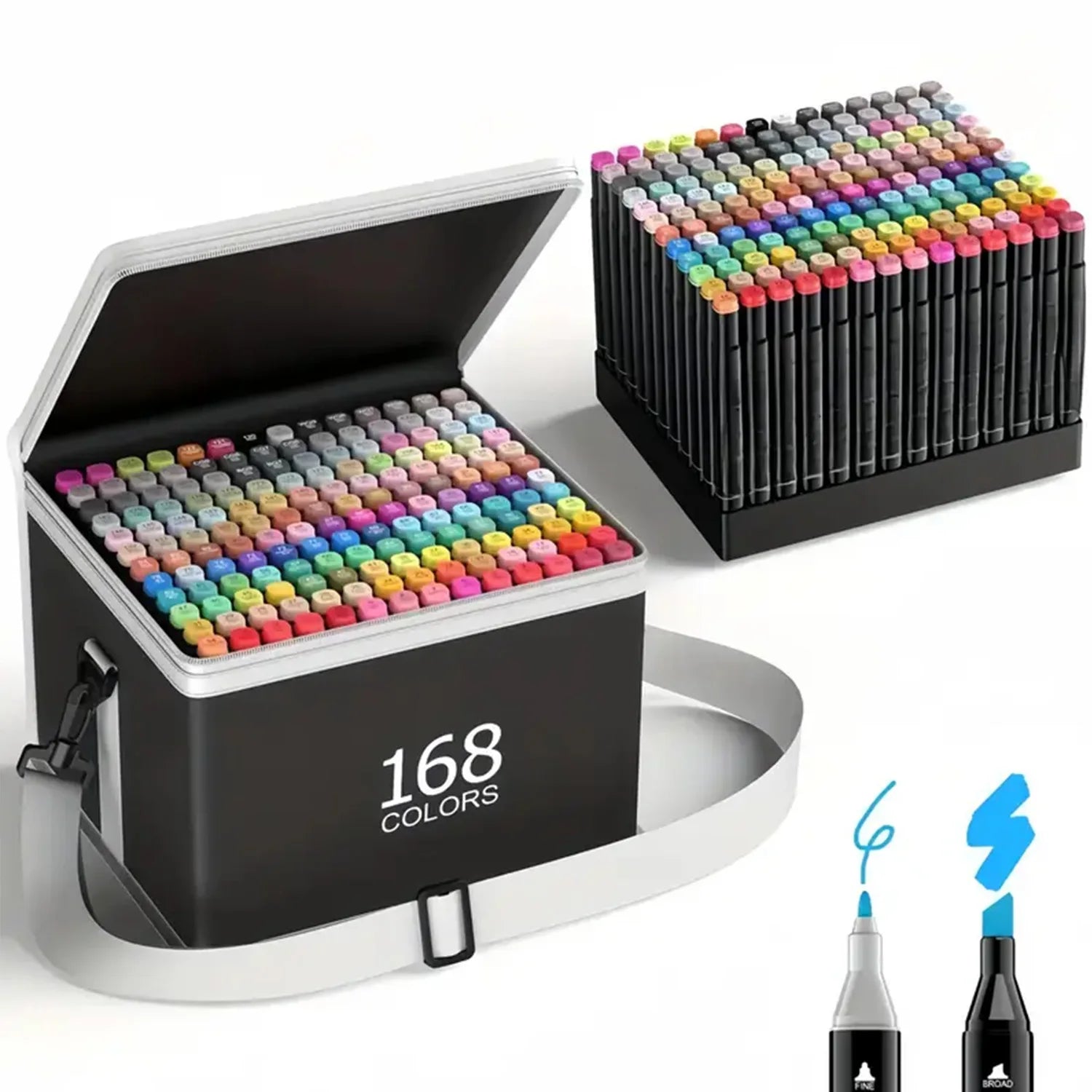Double Tip Permanent Art Markers – 24 to 168 Colors